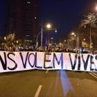 El acto de protesta contra la violencia machista que tuvo lugar en Barcelona, el pasado sábado.