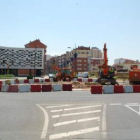 Aspecto de las obras del colector de la glorieta de Donantes de Sangre en San Andrés.