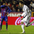 Morata celebra el segundo gol del Madrid ante el Levante.