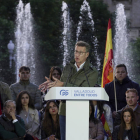 El presidente del Partido Popular, Alberto Núñez Feijóo, durante el mitin que ha ofrecido esta tarde en Valladolid, NACHO GALLEGO