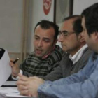 Omar Rodríguez, Vicente Mirón y Ursicinio Sánchez, durante el anuncio de la concentración en Ponferr