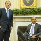 El primer ministro australiano, Tony Abbott, y Obama. en su comparecencia de ayer.