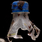 Botella de plástico en descomposición, fotografiada en el marco del proyecto de concienciación sobre microplásticos.