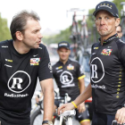 Armstrong, a la derecha junto a Bruyneel, ha quedado exonerado de la acusación de dopaje.