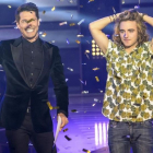 Manel Navarro, junto a Jaime Cantizano, tras su polémica selección para representar a TVE en el Festival de Eurovisión.