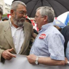 Méndez y Toxo, en la manifestación de los funcionarios.