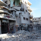 Edificios destrozados en una calle de Al Bab, en el noroeste de Siria, el 23 de febrero.