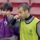 Messi y Mascherano, durante el entrenamiento.