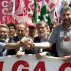Los representantes de los sindicatos españoles durante la última huelga general