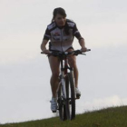 Sara García, durante su entrenamiento en suelo leonés.
