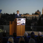 Mitt Romney, durante un discurso sobre política exterior, el domingo, en Jerusalén.
