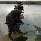 Diversos momentos de la competición celebrada en el Lago Monte de Jabares que cerraba la temporada de pesca en la provincia de León.