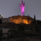 Vista del Cristo del Otero de Palencia, tras la nueva iluminación.