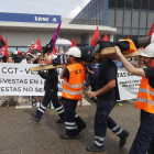 Protestas ante la factoría de Vestas, el mes pasado. RAMIRO