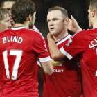 Rooney celebra el gol triunfo del Manchester United.