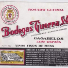 Etiqueta vinos bodegas Guerra. TODOCOLECCION