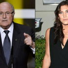 Joseph Blatter, expresidente de la FIFA, y la futbolista Hope Solo.