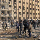 Efectos de una explosión cerca de una de las escuelas de Ingenieros de la Universidad de Alepo, en Siria.