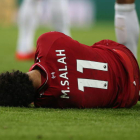 El egipcio Salah sufrió en la Premier un fuerte golpe en la cabeza y arrastra molestias. NIGEL RODDIS