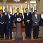 El presidente de Colombia en el momento de reconocer el triunfo del ‘no’ en el plebiscito. J. PABLO BELLO