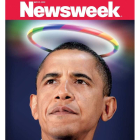 Obama, con un halo con los colores de la bandera gay.