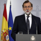 Mariano Rajoy compareció ayer en La Moncloa. CHEMA MOYA