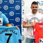 David Villa, con las camisetas del New York City (izquierda) y el Melbourne City.