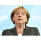 Angela Merkel en una rueda de prensa.