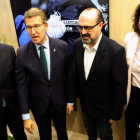 El presidente del PP, Alberto Núñez Feijóo, con Mañueco, Morala, Coca y Cortina, ayer en Fitur. BENITO ORDÓÑEZ