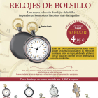 Publicidad con la colección de relojes de bolsillo que pueden conseguirse con Diario de León