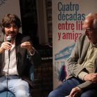 Emilio Gancedo, en una presentación en Madrid en la librería Rafael Alberti junto a Luis Mateo Díez.