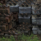 Vagonetas abandonadas en una explotación minera