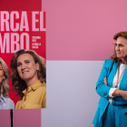 Estrella Galán, candidata de Sumar a las elecciones europeas del 9J , presenta las líneas de campaña de su partido para los citados comicios, este lunes en Madrid. EFE/ Daniel González