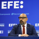 El cabeza de lista de Ciudadanos a las elecciones europeas, Jordi Cañas, durante la rueda de prensa organizada dentro del ciclo organizado por la Agencia EFE. EFE/ Ballesteros