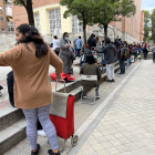 Foto de archivo de un grupo de personas a la espera de recoger alimentos en Madrid. EFE/Vanessa López