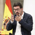 MADRID, 17/07/2024.- El secretario de Estado de Trabajo, Joaquín Pérez Rey, durante la rueda de prensa posterior a la reunión que representantes del Ministerio de Trabajo, sindicatos y patronal han llevado a cabo este miércoles para avanzar en la negociación de la reducción de la jornada tras la última propuesta del Gobierno que plantea mayor flexibilidad en la disminución de horas de trabajo. EFE/ Rodrigo Jimenez