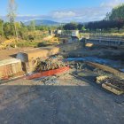 Obras de Endesa en el azud del río Boeza en Bembibre.