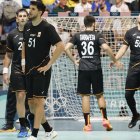 Los jugadores de España tras perder ante Alemania. EFE/ Miguel Toña