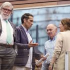 El presidente de CEOCYL, Santiago Aparicio (i), junto a los secretarios regionales de CCOO y UGT, Vicente Andrés (c) y Faustino Temprano.