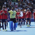 La selección masculina de hockey tras perder ante la India. EFE/ Sashenka Gutierrez