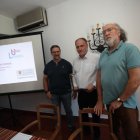 Juanjo Santano, Javier Callado y Rogelio Blanco, durante la presentación del grupo de reflexión Unidad Leonesa, en el Hotel Temple de Ponferrada