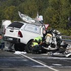 Imagen del accidente esta mañana en Carracedelo.