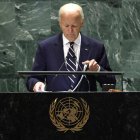 El presidente de Estados Unidos, Joe Biden, finaliza su discurso durante el debate general del 79º período de sesiones de la Asamblea General de las Naciones Unidas en la sede de la ONU en Nueva York, EE.UU., este 24 de septiembre de 2024. EFE/EPA/Justin Lane