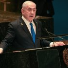 El Primer Ministro de Israel, Benjamin Netanyahu, habla durante el período de sesiones de la Asamblea General de las Naciones Unidas en la Sede de las Naciones Unidas en Nueva York, Nueva York. EFE/EPA/STEPHANI SPINDEL