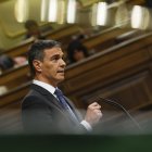 El presidente del Gobierno, Pedro Sánchez, este miércoles en el Congreso. EFE/J.J. Guillen