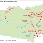 Mapa con las paradas afectadas por el Mapa de Transporte