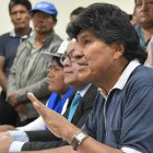 Fotografía de archivo del expresidente Evo Morales (2006-2019) en una rueda de prensa el 4 de octubre de 2024, en Cochabamba (Bolivia). EFE/Jorge Abrego