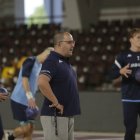 Dani Gordo en un entrenamiento de esta temporada del Abanca Ademar en el Palacio de Deportes.