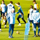 Ancelotti en un entrenamiento del Real Madrid.