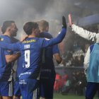 Los jugadores de la Deportiva celebran el primer gol